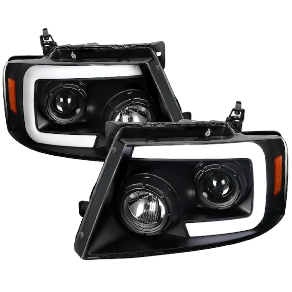 Spec-D Tuning 04-08 Ford F150 Projector Headlights- Black Housing With Clear Lens 2LHP-F15004JM-SQ-RS - main
